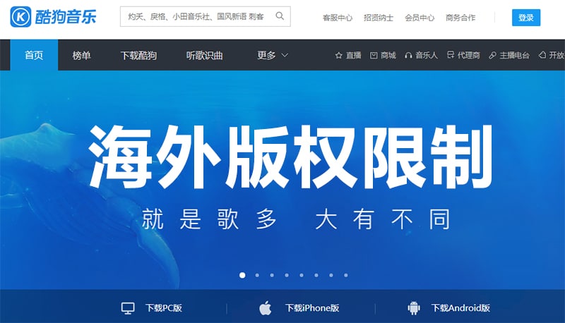 酷狗音乐海外版权限制 酷狗音乐海外版权限制